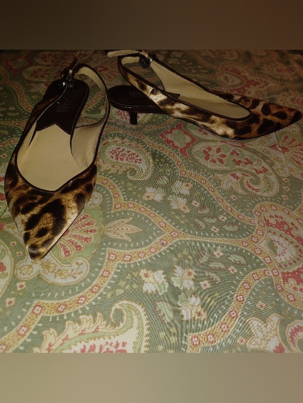Michael Kors 5.5 Leopard Print Slingback Kitten Heel Pumps